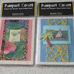 Handmade Passport Cover - Blue Decorative Travel Sleeve